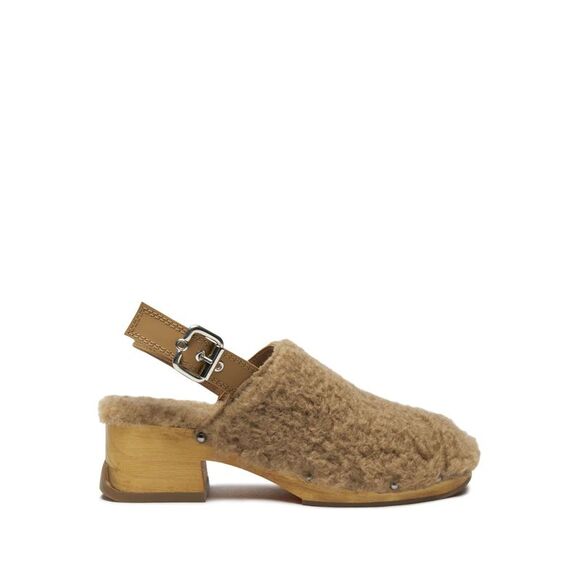 MISTA Womens Brown Slingback Sherpa Studded Lana Round Toe...